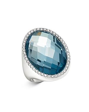Roberto Coin 18k White Gold Blue Topaz Doublet Cocktail Ring With Diamonds