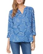 Nydj Perfect Printed Henley Blouse