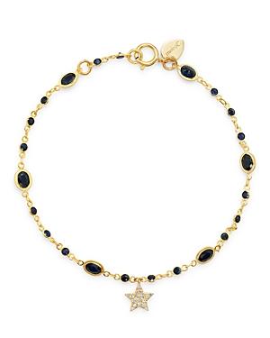 Meira T 14k Yellow Gold Blue Sapphire And Diamond Star Bracelet