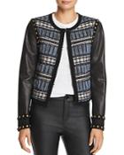 Ramy Brook Alanza Tweed & Leather Jacket