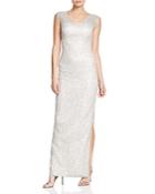 Kay Unger V-neck Cap Sleeve Lace Gown
