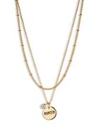 Nadri Golden Cubic Zirconia & Mama Disc Charm Layered Pendant Necklace In 18k Gold Plated, 15-17