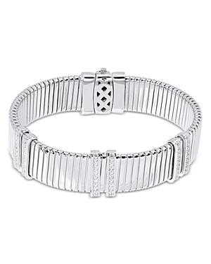 Alberto Amati Sterling Silver Diamond Link Wide Bracelet