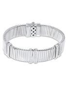 Alberto Amati Sterling Silver Diamond Link Wide Bracelet