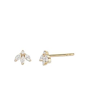 Zoe Lev 14k Yellow Gold Diamond Lotus Stud Earrings