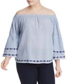 Lucky Brand Plus Off-the-shoulder Embroidered Top