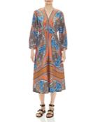 Sandro Yanis Printed Silk Midi Dress