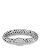 John Hardy Classic Chain Sterling Silver Large Bracelet With Diamond Pave Clasp