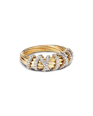 David Yurman 18k Yellow Gold Helena Small Ring With Diamonds