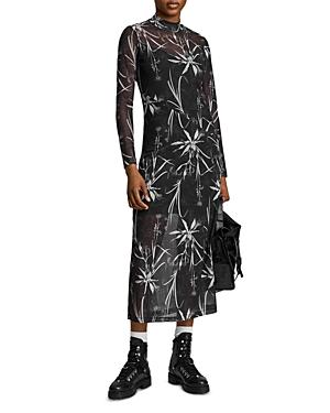 Allsaints Hanna Rutland Long Sleeve Midi Dress