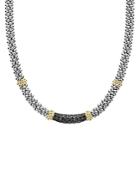 Lagos 18k Yellow Gold & Sterling Silver Diamond Lux Black Diamond Necklace, 16
