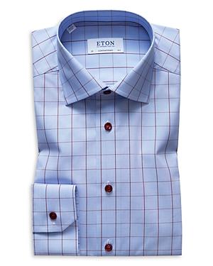 Eton Windowpane Regular Fit Dress Shirt