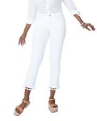 Nydj Sheri Tassel-trim Slim Ankle Jeans In Optic White