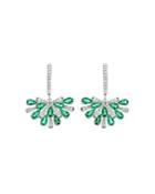 Hueb 18k White Gold Botanica Emerald & Diamond Drop Earrings