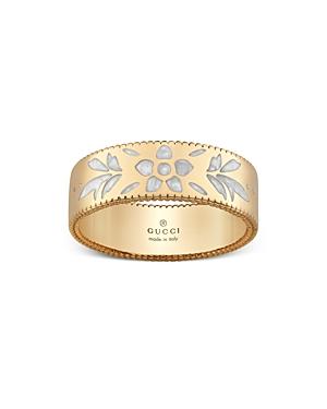 Gucci 18k Yellow Gold Mystic White Icon Blooms Ring
