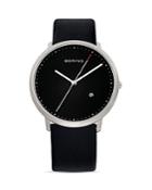 Bering Leather Strap Watch, 39mm