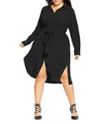 City Chic Plus Belted Shirt Dress