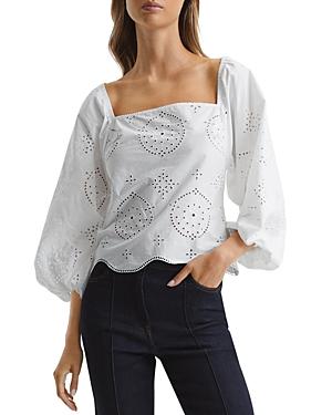 Reiss Becci Eyelet Embroidered Top
