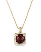 David Yurman Chatelaine Pave Bezel Pendant Necklace With Garnet And Diamonds In 18k Gold
