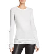 Enza Costa Cashmere Fitted Cuffed Long Sleeve Color Block Crew