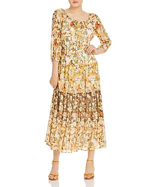 Olive Hill Mixed Floral Tiered Peasant Dress