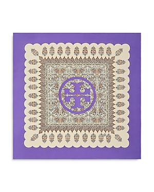 Tory Burch Indienne Scalloped Canvas Silk Square Scarf