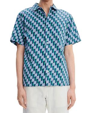 A.p.c. Lloyd Cotton Geo Bird Print Straight Fit Button Down Shirt