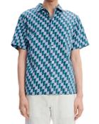 A.p.c. Lloyd Cotton Geo Bird Print Straight Fit Button Down Shirt
