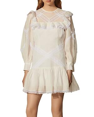 Sandro Belem Short Dress With Ruffles And Braid Trim