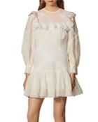 Sandro Belem Short Dress With Ruffles And Braid Trim