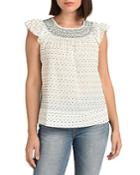 Daniel Rainn Cotton Clip Dot Smocked Top