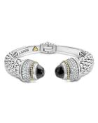 Lagos 18k Gold And Sterling Silver Caviar Color Black Spinel And Diamond Cuff, 14mm
