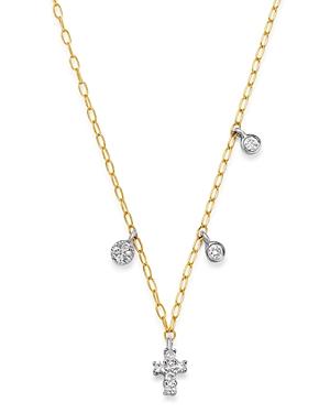 Meira T 14k Yellow Gold & 14k White Gold Diamond Cross Adjustable Pendant Necklace, 18