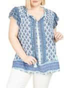 Daniel Rainn Plus Flutter Sleeve Top