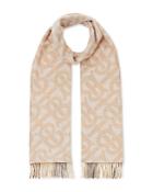 Burberry Monogram & Check Brushed Cashmere Scarf