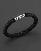 John Hardy Men's Kali Silver Black Woven Leather Bracelet