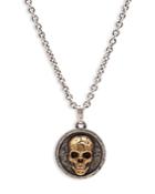 John Varvatos Collection Men's Sterling Silver & Brass Skull Medallion Pendant Necklace, 24