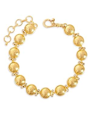 Gurhan 24k Yellow Gold Amulet Diamond Bezel Hammered Link Bracelet