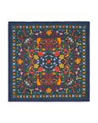 Tory Burch Cats And Flowers Silk Twill Neckerchief