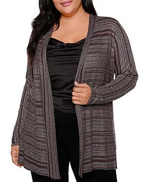 Belldini Plus Striped Metallic Cardigan