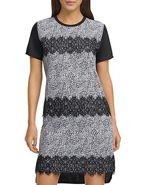 Dkny Printed Mixed Media Dress