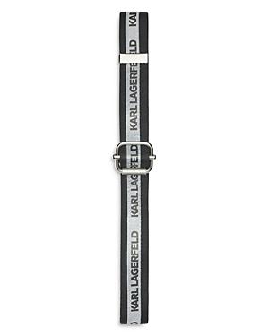 Karl Lagerfeld Paris Men's Reflective Logo Grosgrain Belt
