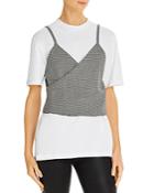 Msgm Tee With Cropped Houndstooth Vest