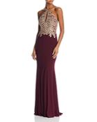 Avery G Embroidered Mermaid Gown