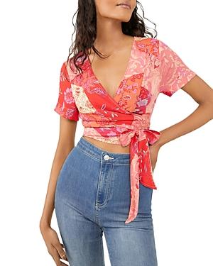 Free People Ashley Floral Print Wrap Crop Top
