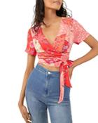 Free People Ashley Floral Print Wrap Crop Top