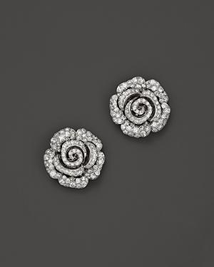 Diamond Rose Earrings In 14k White Gold, 1.95 Ct. T.w.