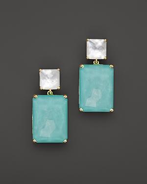 Ippolita 18k Rock Candy Rectangle Snowman On Post Earrings In Mother Of Pearl And Turquoise