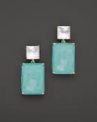 Ippolita 18k Rock Candy Rectangle Snowman On Post Earrings In Mother Of Pearl And Turquoise