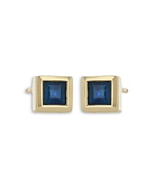Rachel Reid 14k Yellow Gold Blue Sapphire Square Stud Earrings